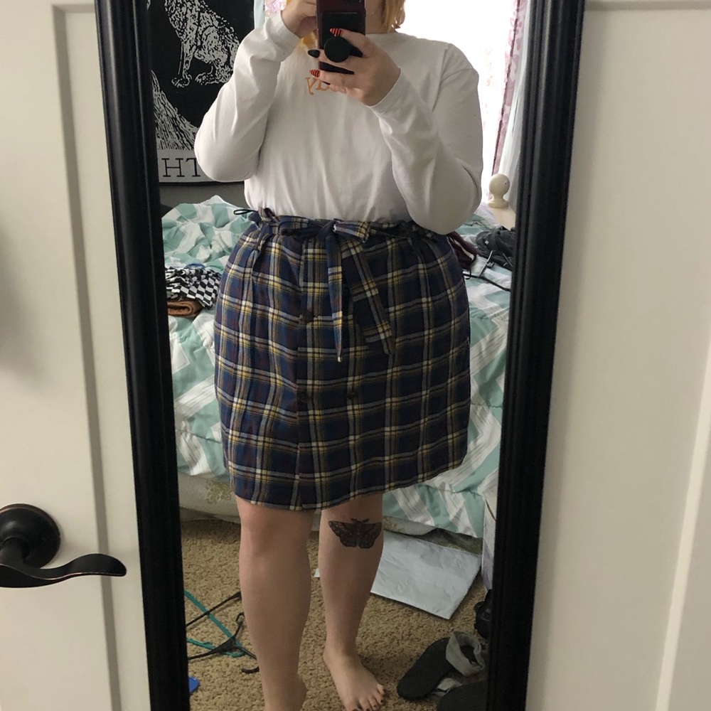 Plaid button skirt prettylittlethings NEVER WORN